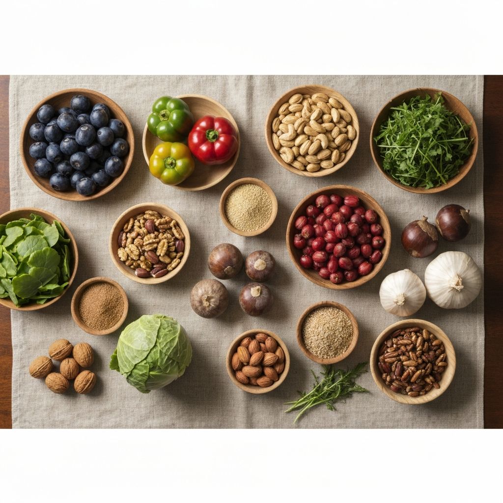 Różnorodny stół z naturalnymi produktami roślinnymi